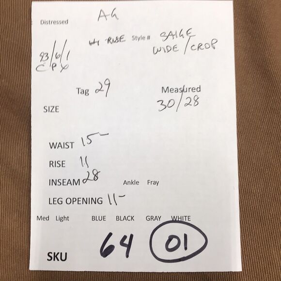 ADRIANO GOLDSCHMIED Saige Jean Women 29(30x28) Ginger Wide Leg Crop - Picture 14 of 14